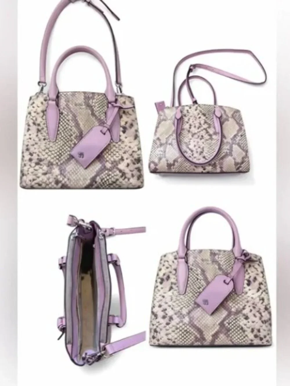 Kate Spade Medium Satchel Lavender Snake Embossed Leather Crossbody Like New
